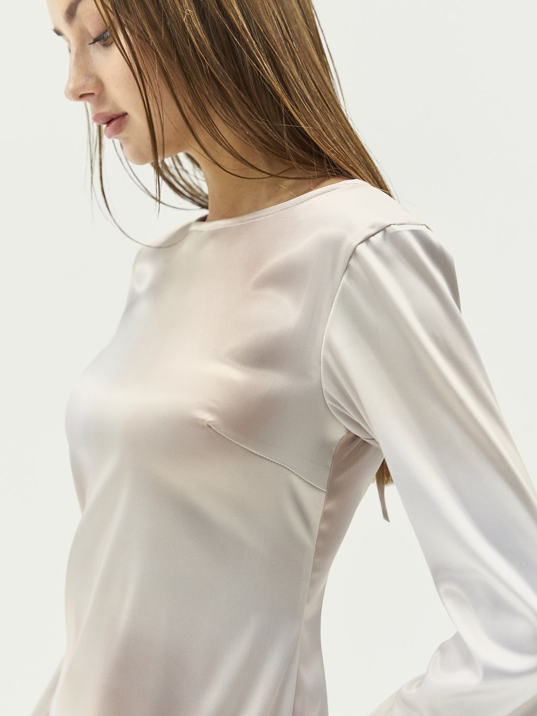 satin back open maxi dress / flax (beige)