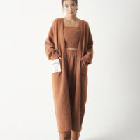 rich feather knit maxi cardigan / 枯茶(brown)