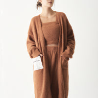 rich feather knit maxi cardigan / 枯茶(brown)