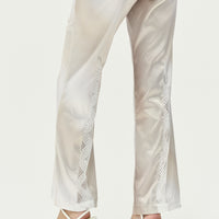 satin style up long pants / 胡桃(beige)