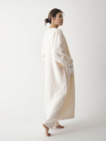 rich feather knit maxi cardigan / 白花(ivory)
