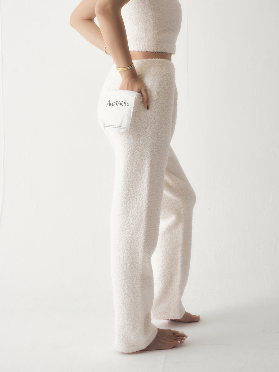 rich feather knit pants / 白花(ivory)