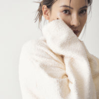 rich feather knit maxi cardigan / 白花(ivory)