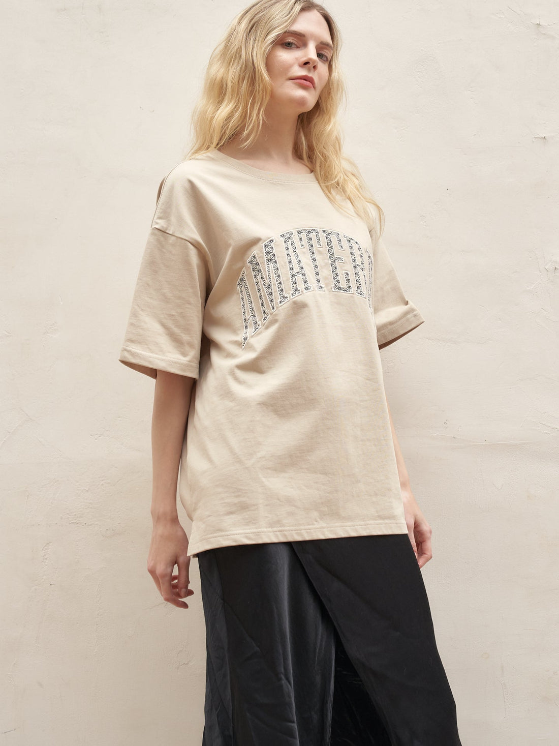 Basic 和柄 T-shirt / 亜麻(beige)