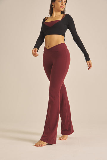 Maple Curve Flare Leggings / 葡萄茶(burgundy)