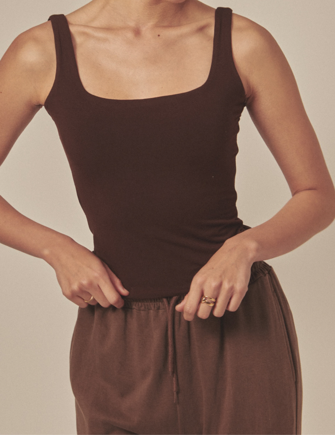 AuraFit Elegant Padded Tank / 枯茶(brown)