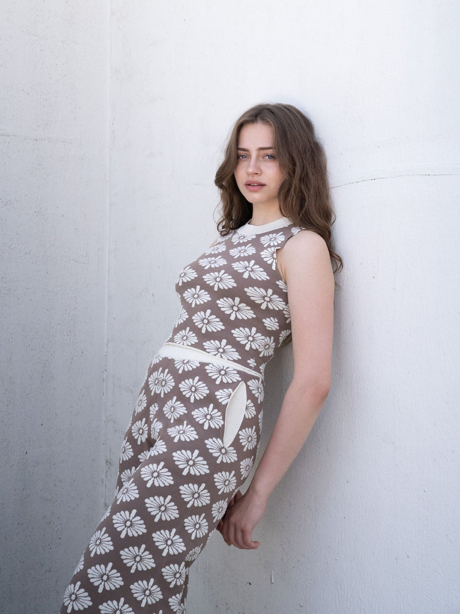 relaxing KIKU knit top / 薄花(light blue)
