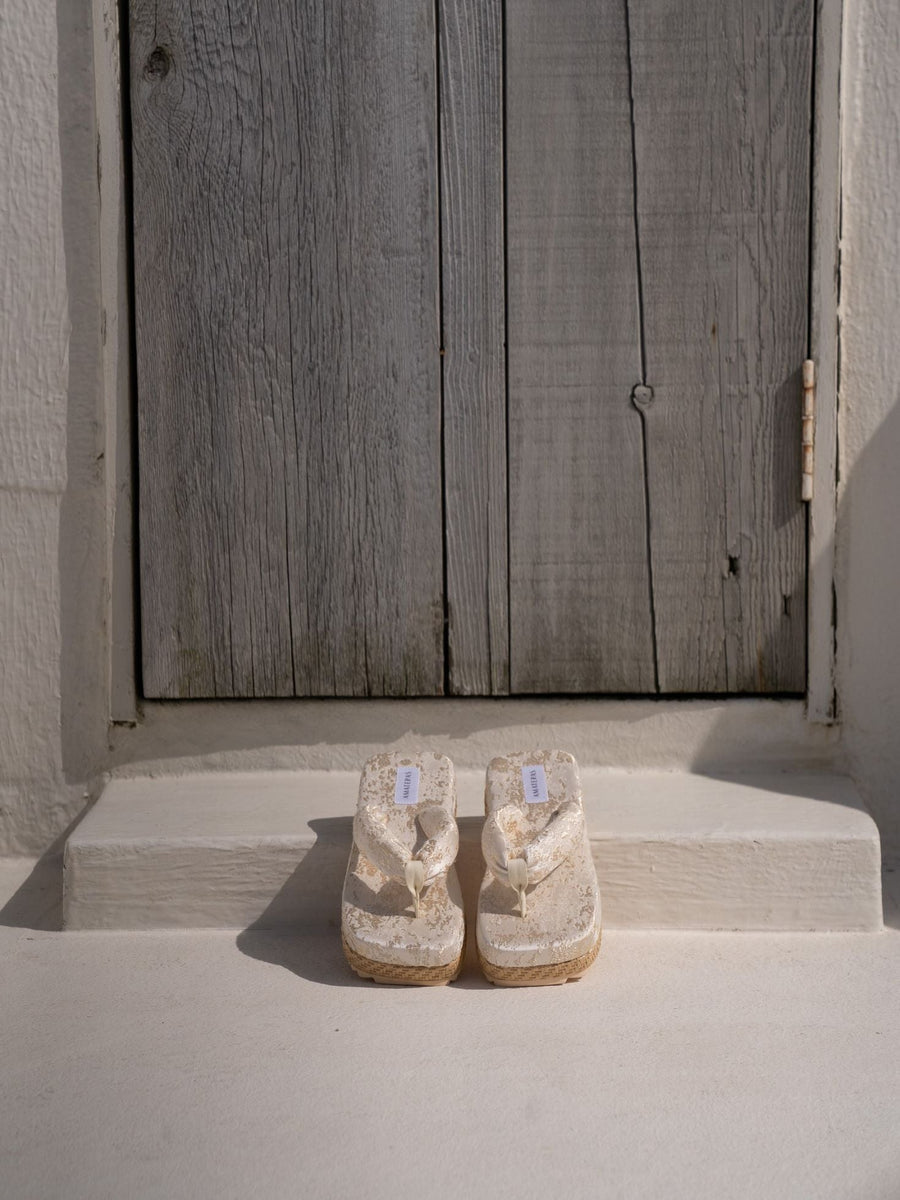 travel geta sandal / 白花 (ivory)