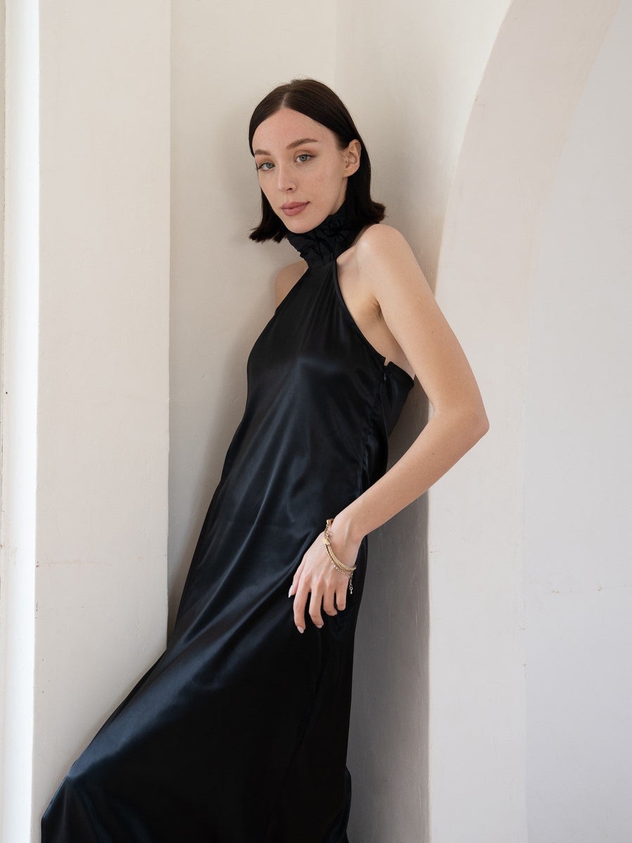 choker rich satin dress