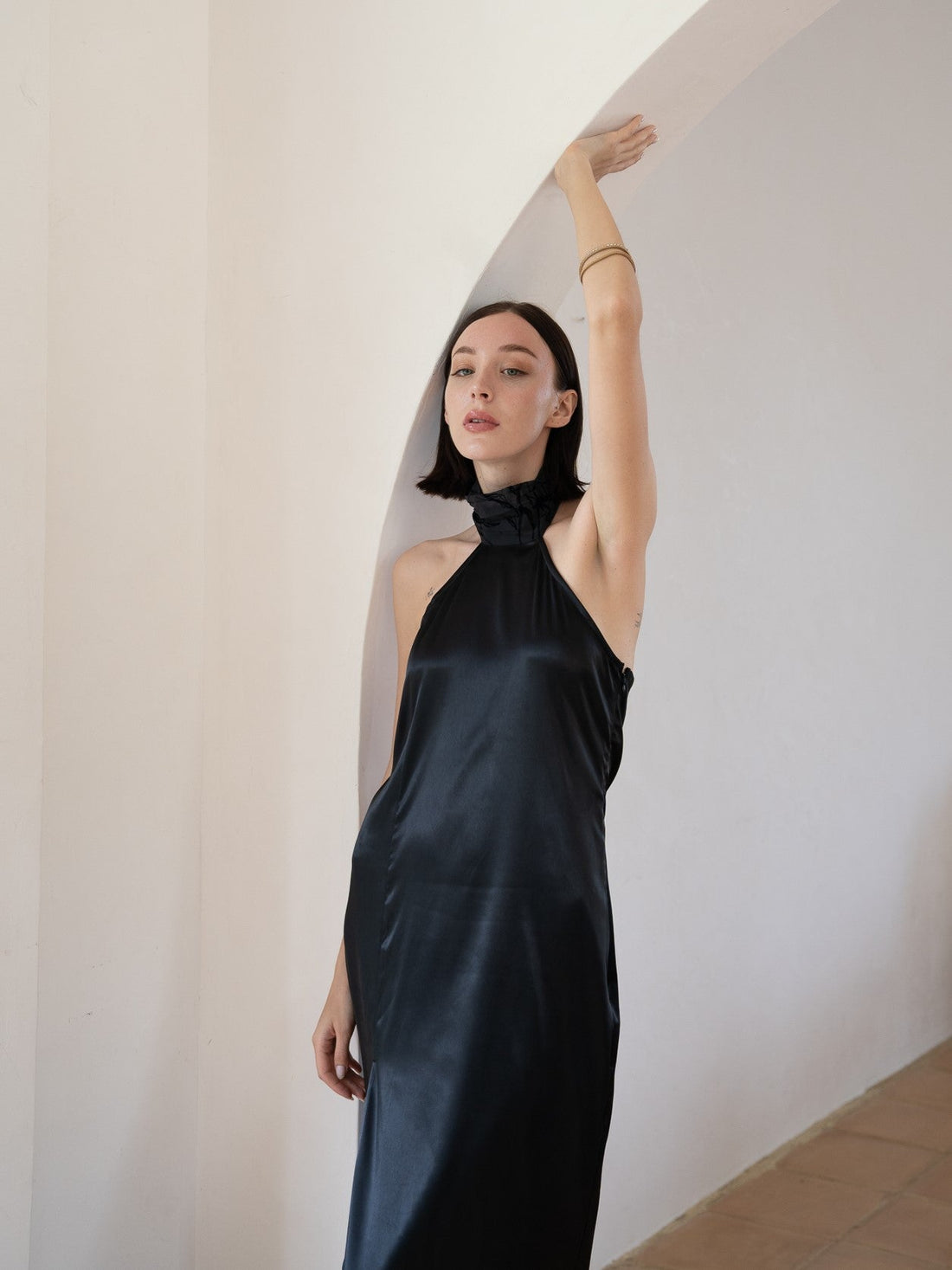 choker rich satin dress