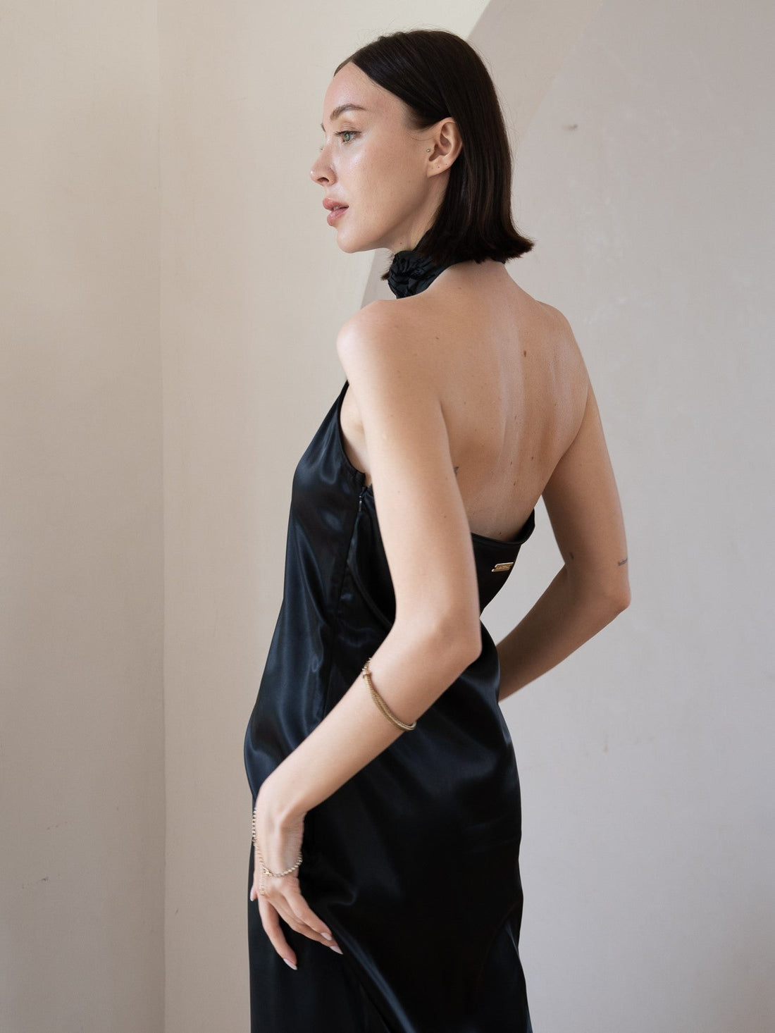 choker rich satin dress