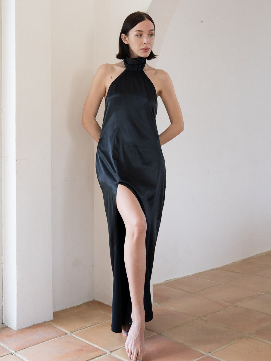choker rich satin dress