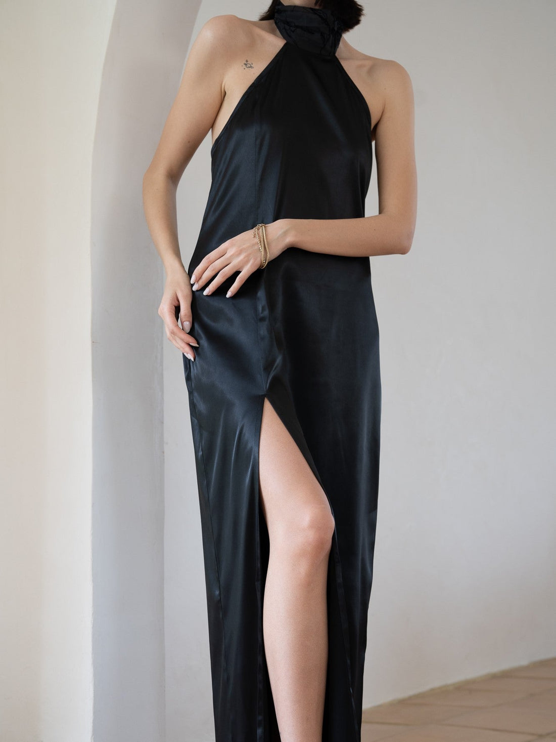 choker rich satin dress