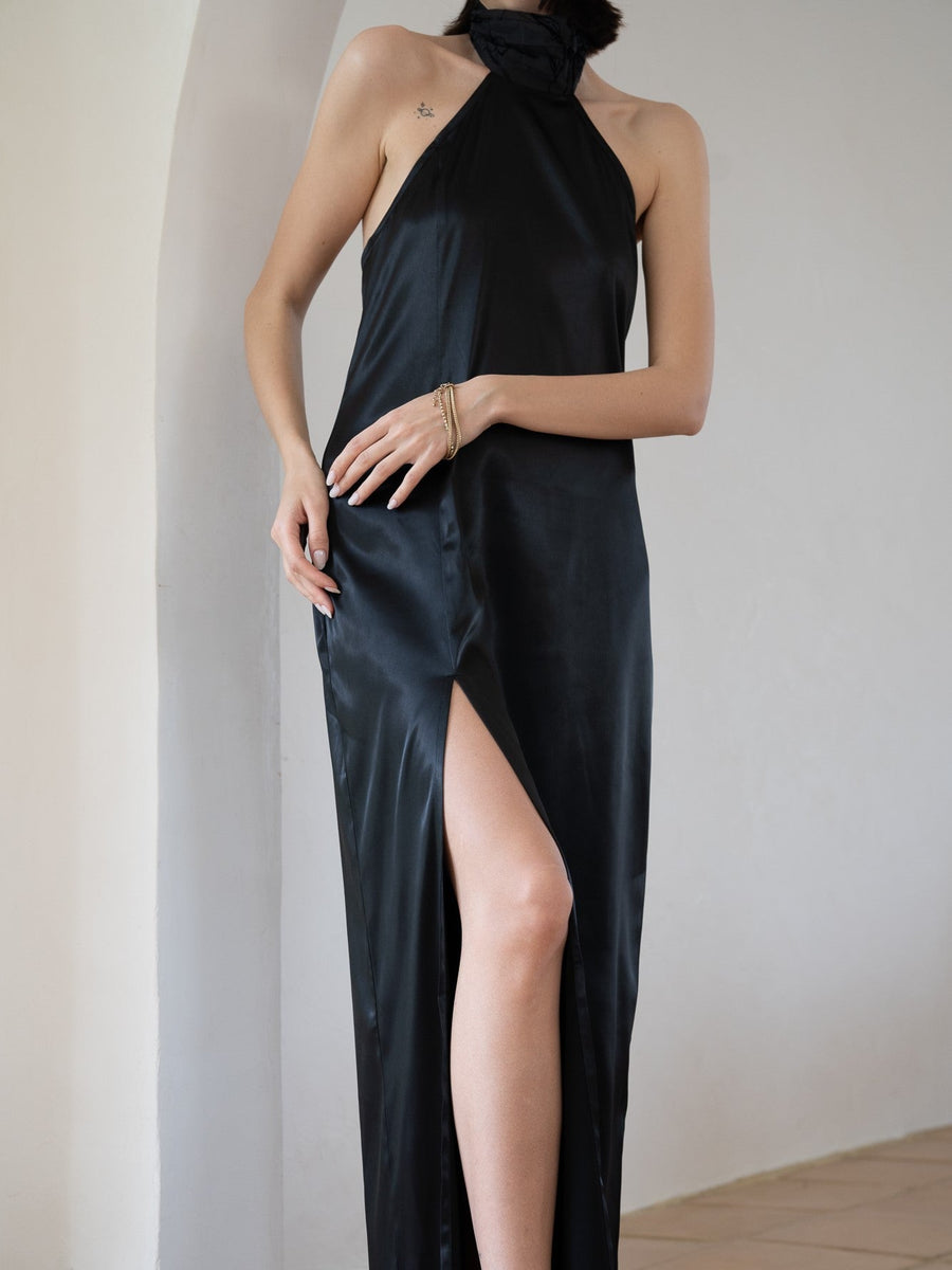 choker rich satin dress