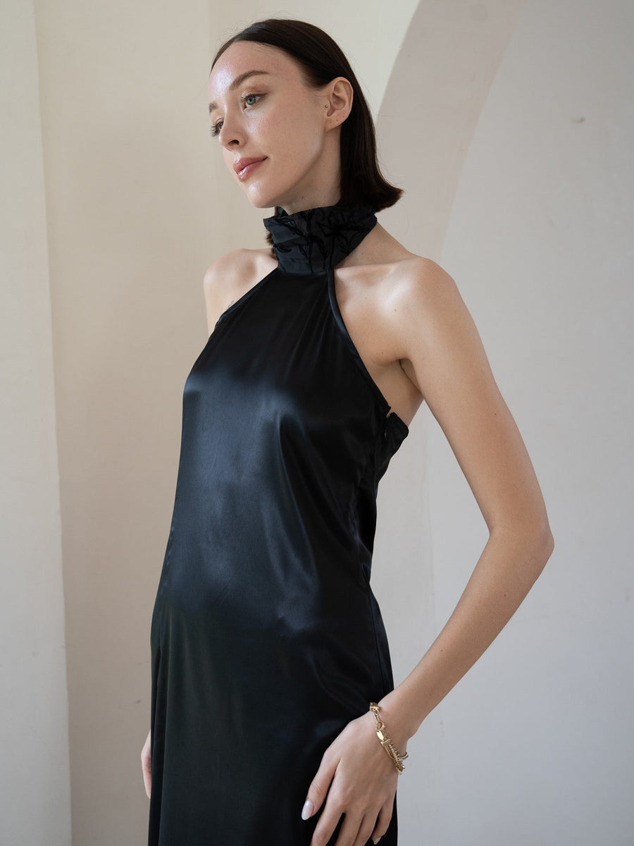 choker rich satin dress