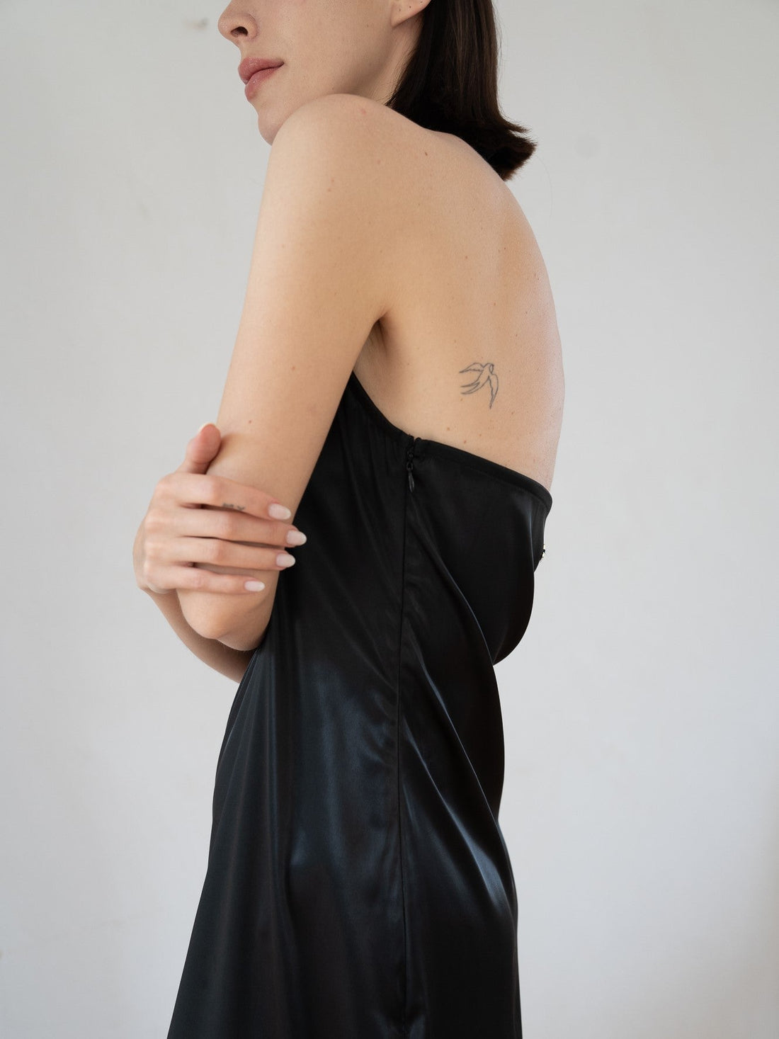 choker rich satin dress