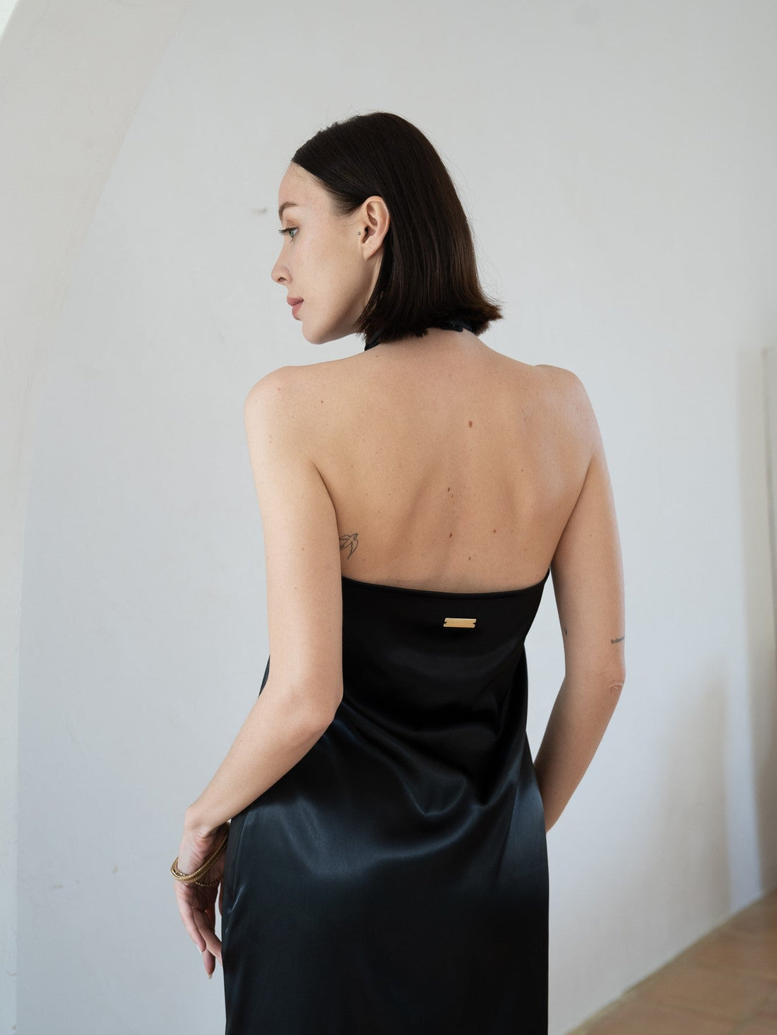 choker rich satin dress