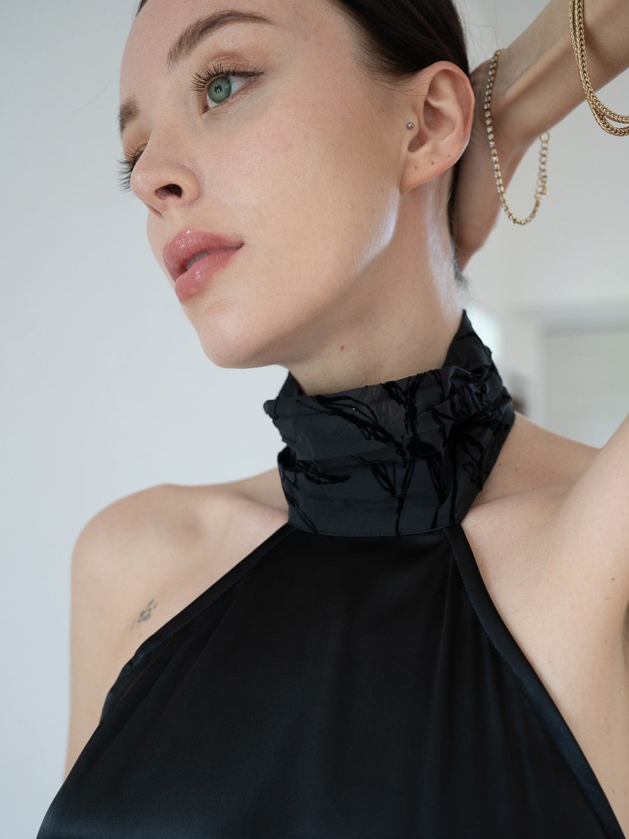 choker rich satin dress