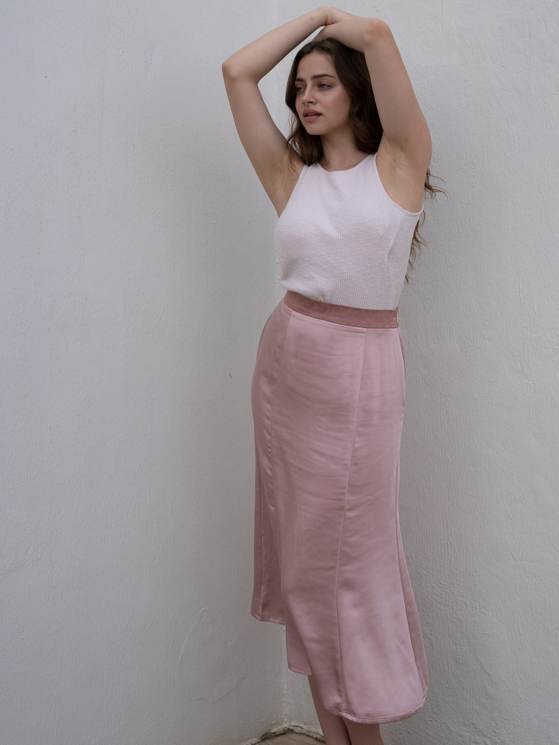 Soft Satin Baby Pink Skirt with Lace Womens Fashion Bottoms Skirts on  Carousell