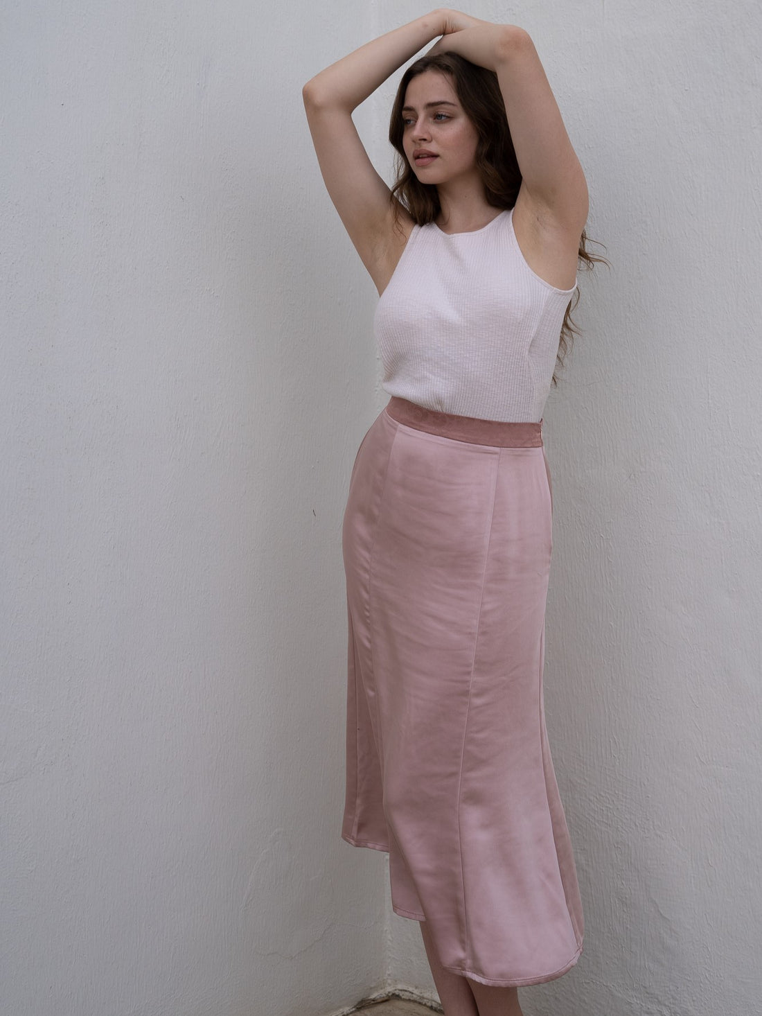 camellia airy satin skirt / 桃花(light pink)