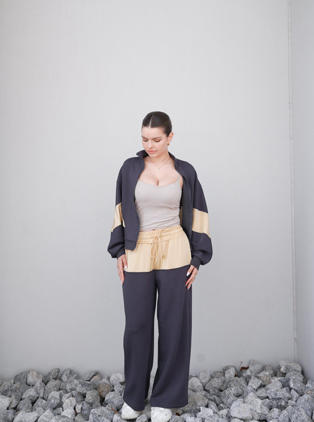 dolman full zip jacket / navy