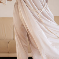 classic georgette satin robe / 亜麻(beige)