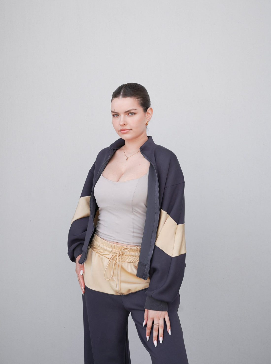 dolman full zip jacket / navy