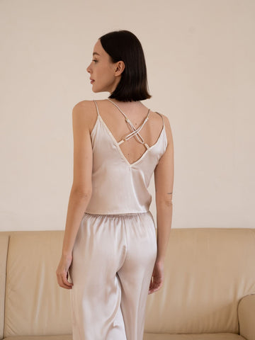 classic georgette satin camisole / 亜麻(beige)