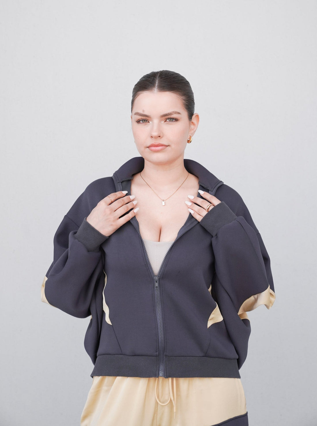 dolman full zip jacket / navy