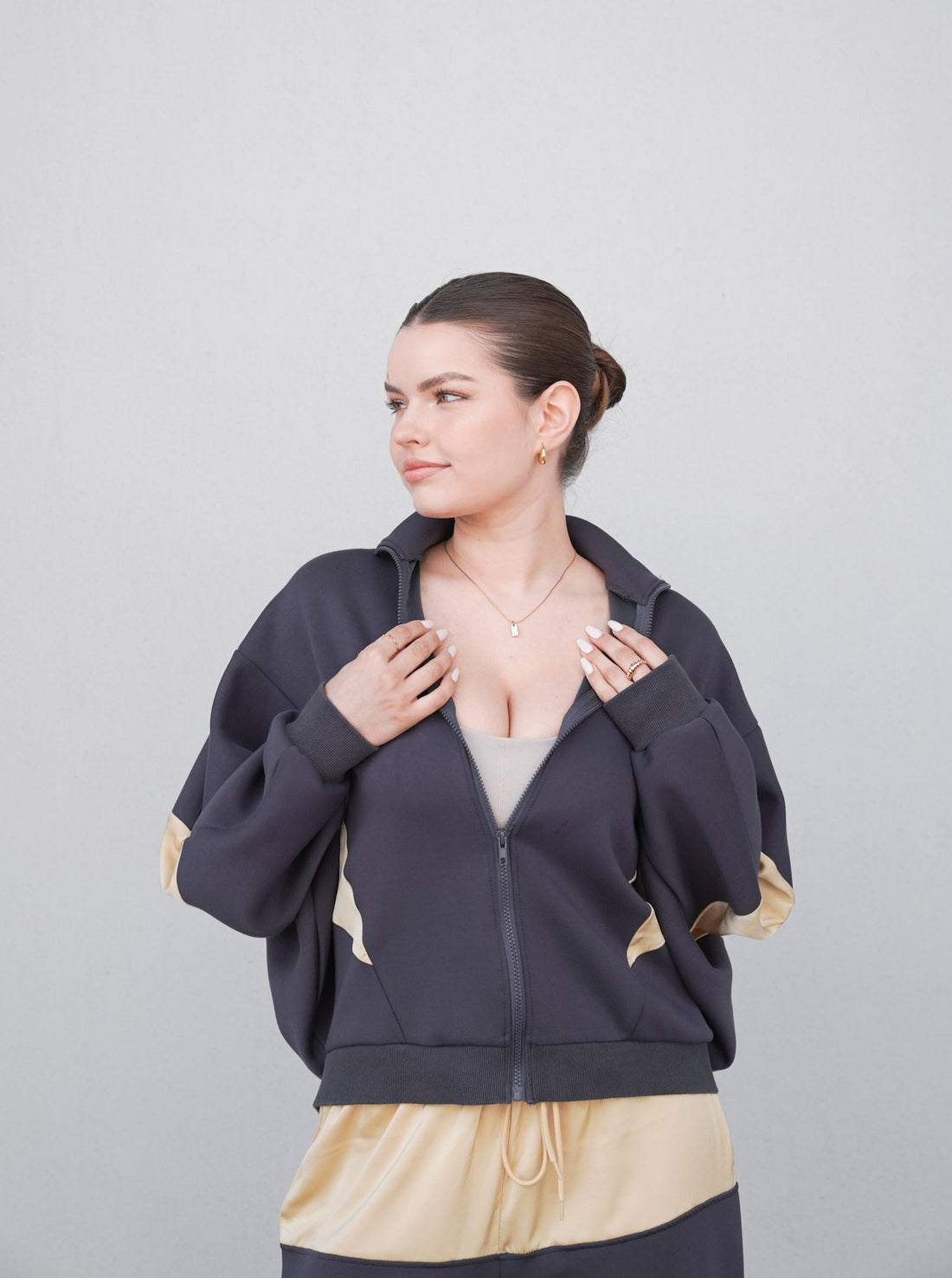 dolman full zip jacket / navy
