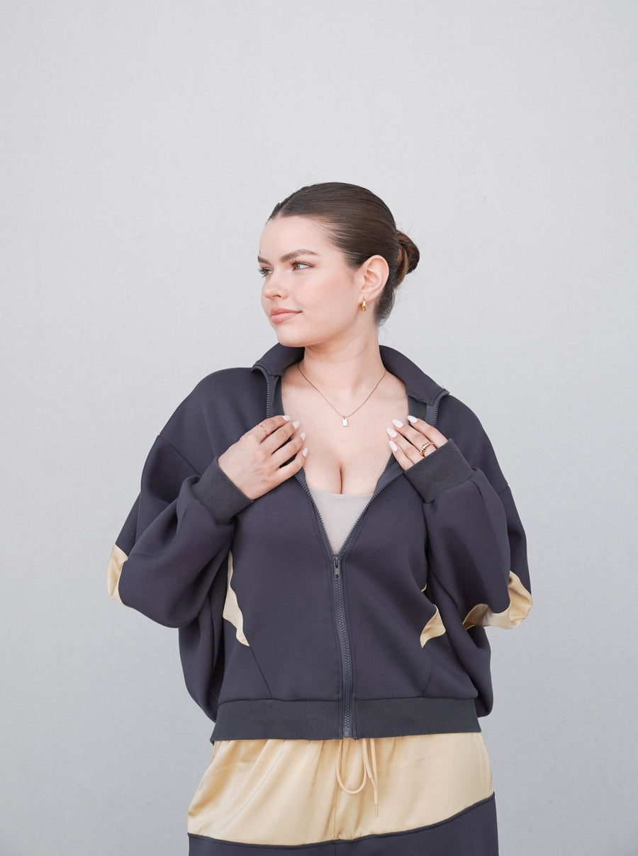 dolman full zip jacket / navy