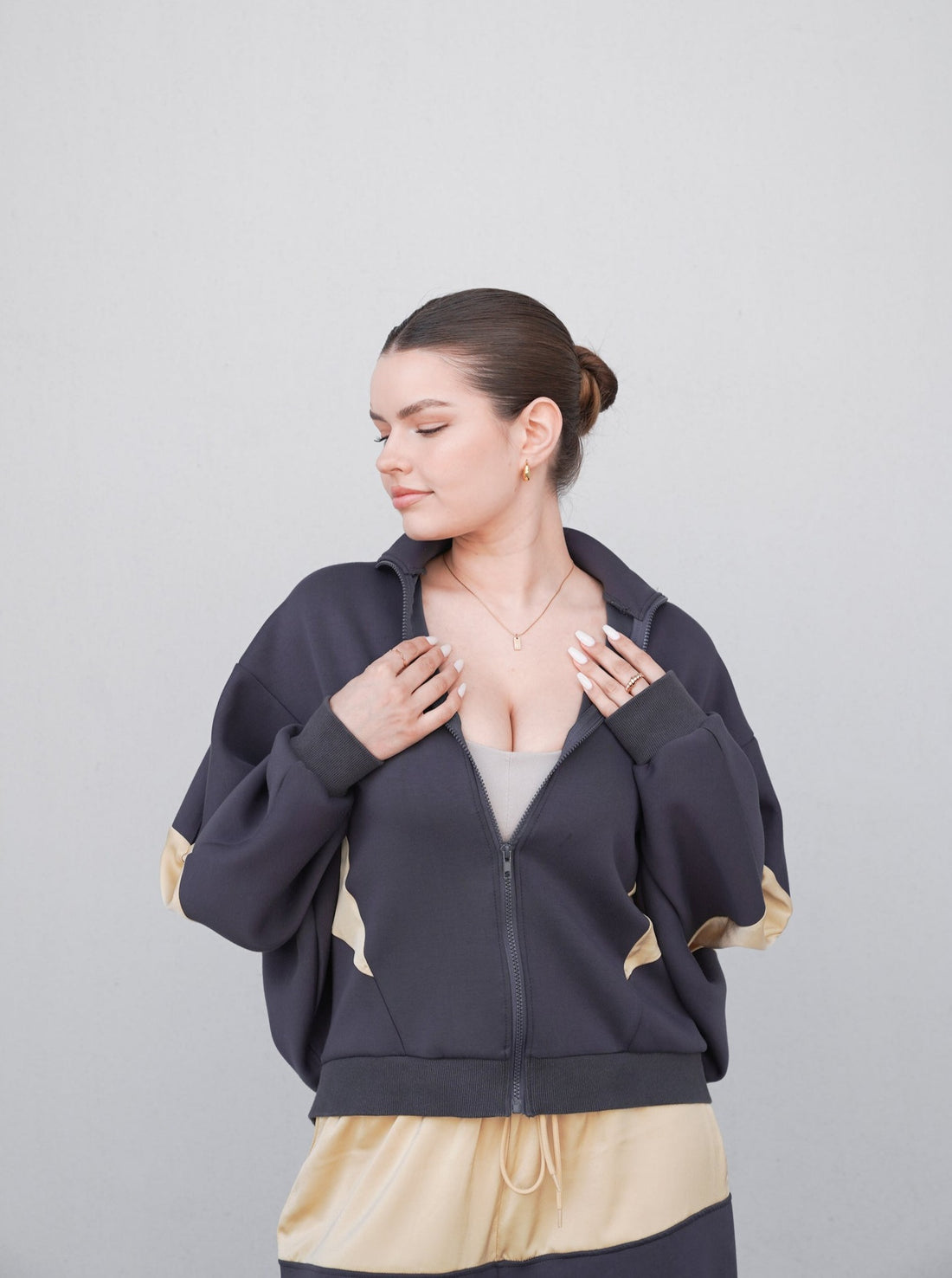 dolman full zip jacket / navy