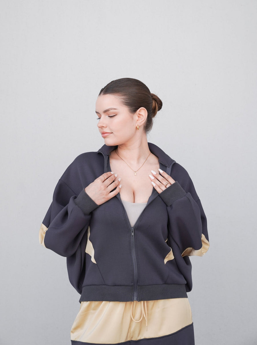dolman full zip jacket / navy