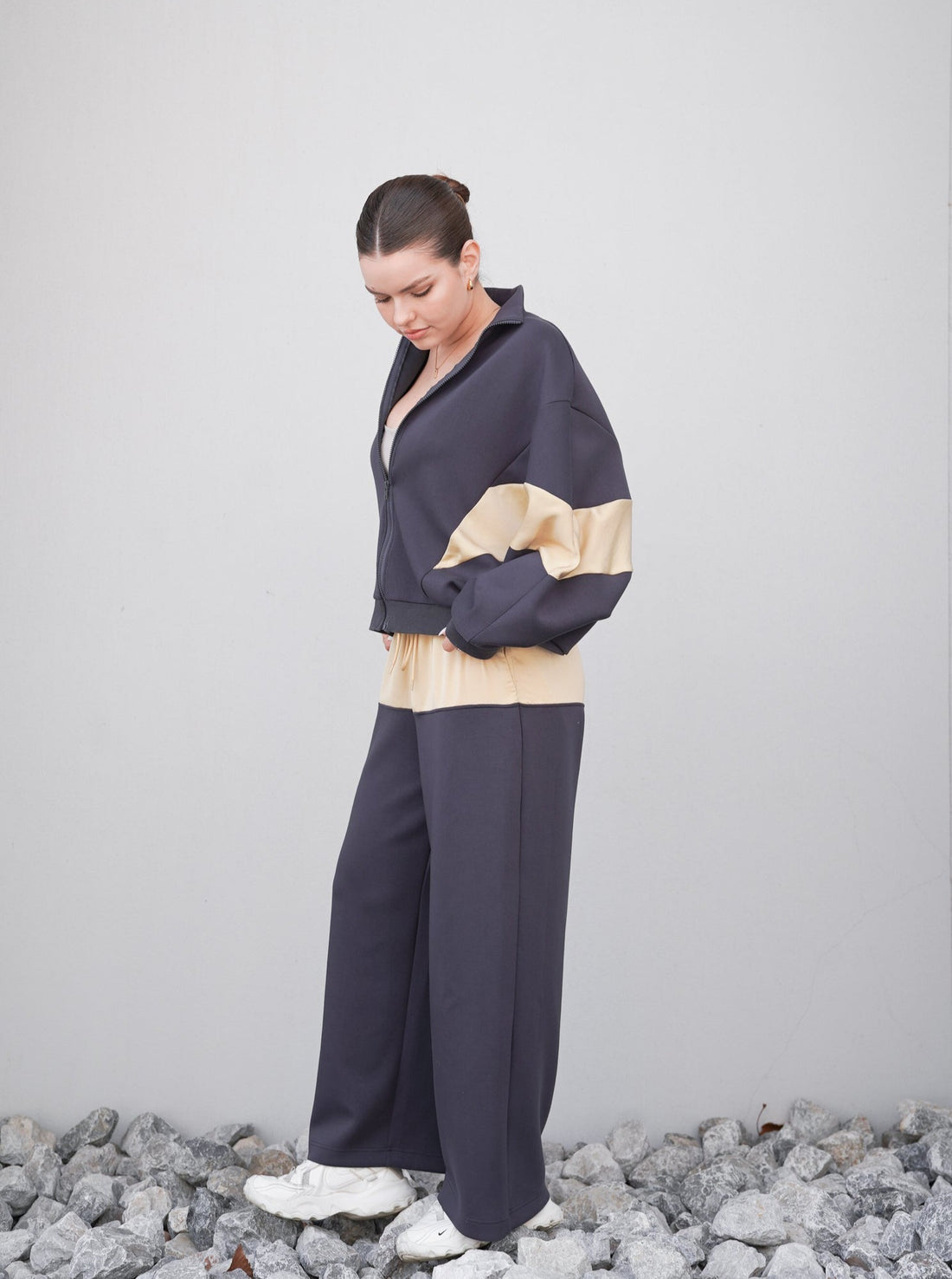dolman full zip jacket / navy