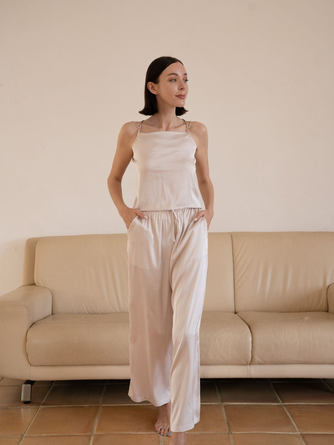 classic georgette satin pants