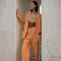 oriental linen straight pants / 琥珀(light orange)