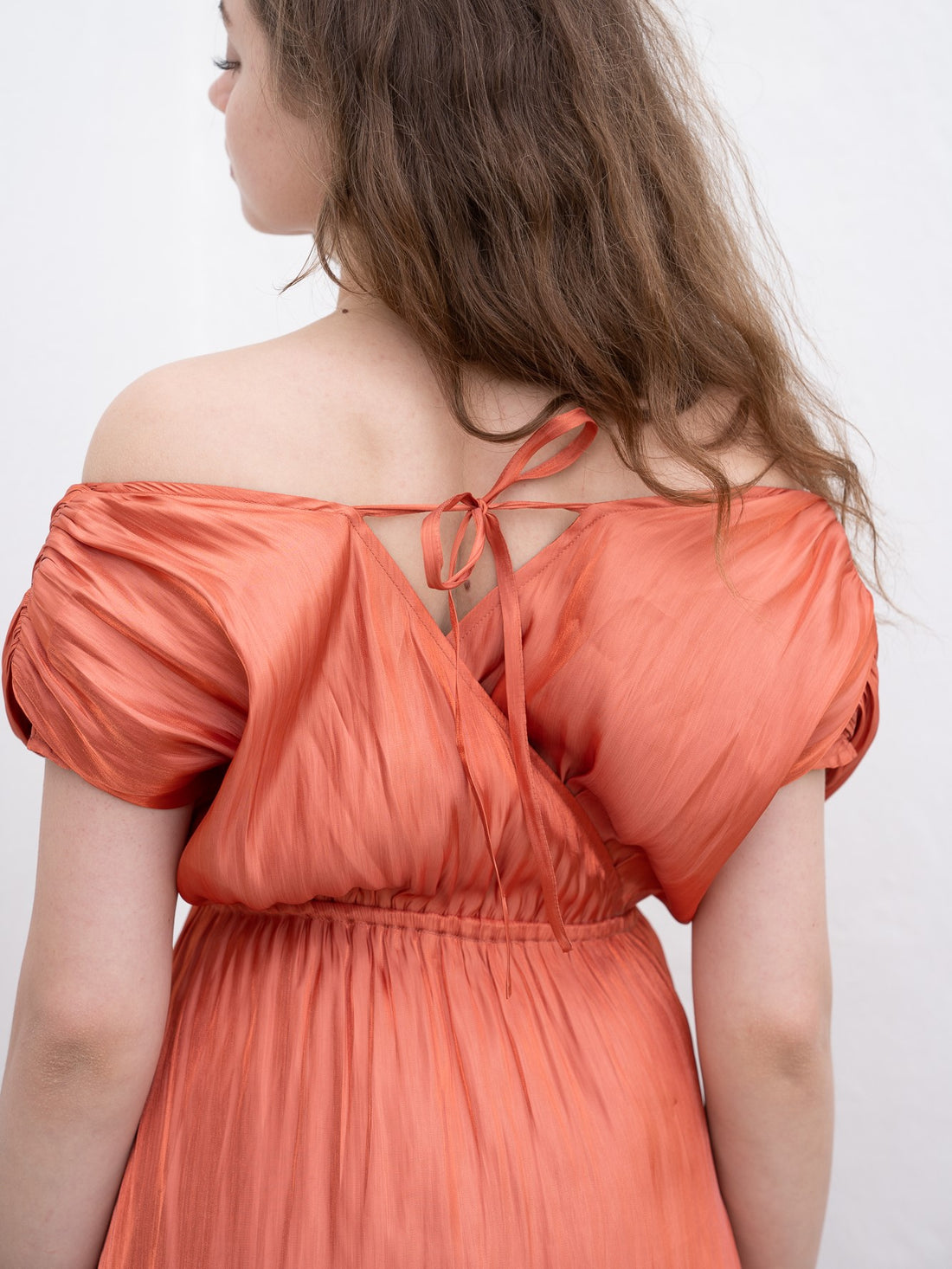 three way cache-coeur satin dress / 蜜柑(vivid orange)