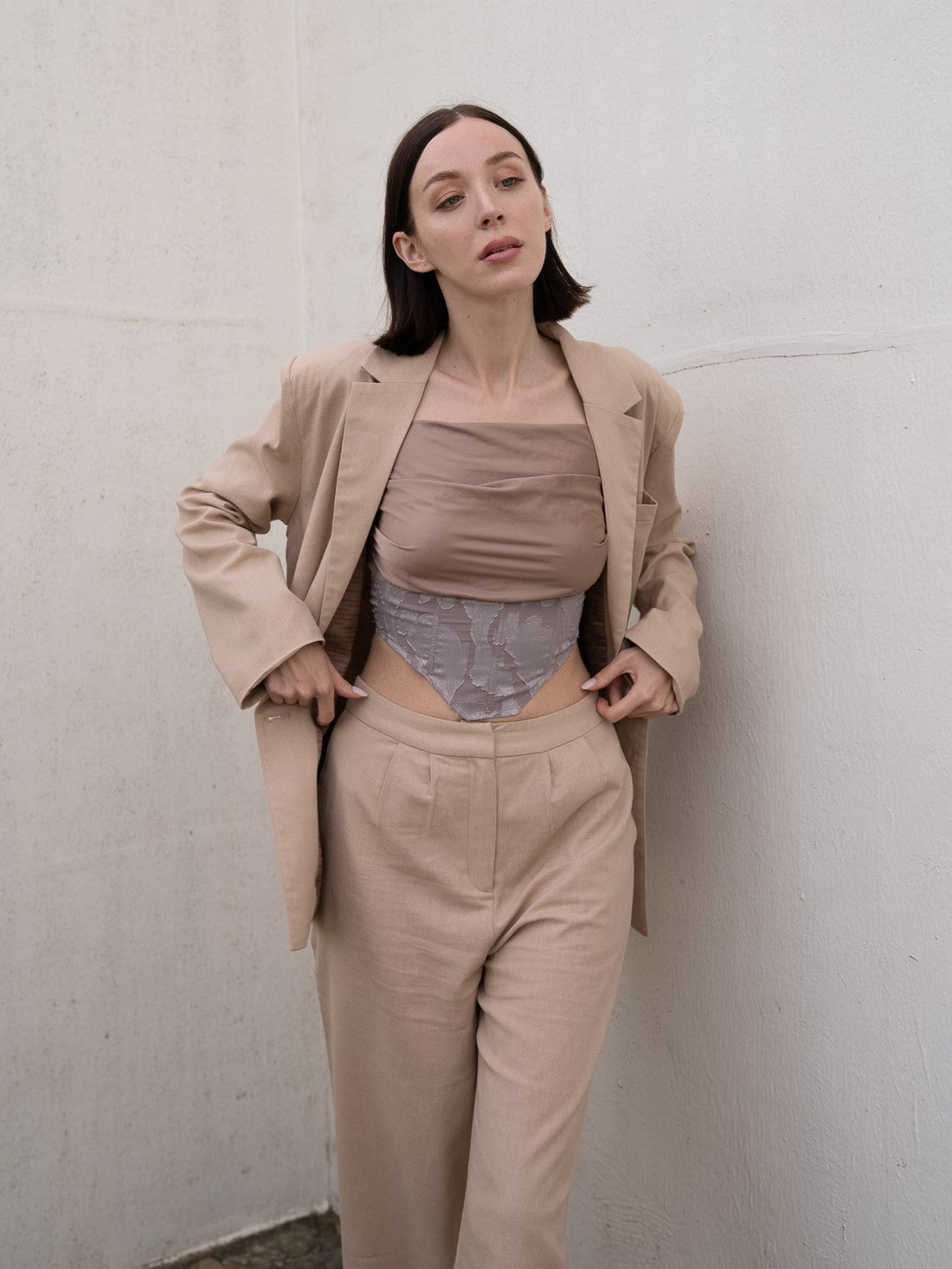oriental linen straight pants