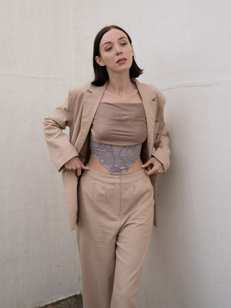 oriental linen straight pants / 亜麻(beige)