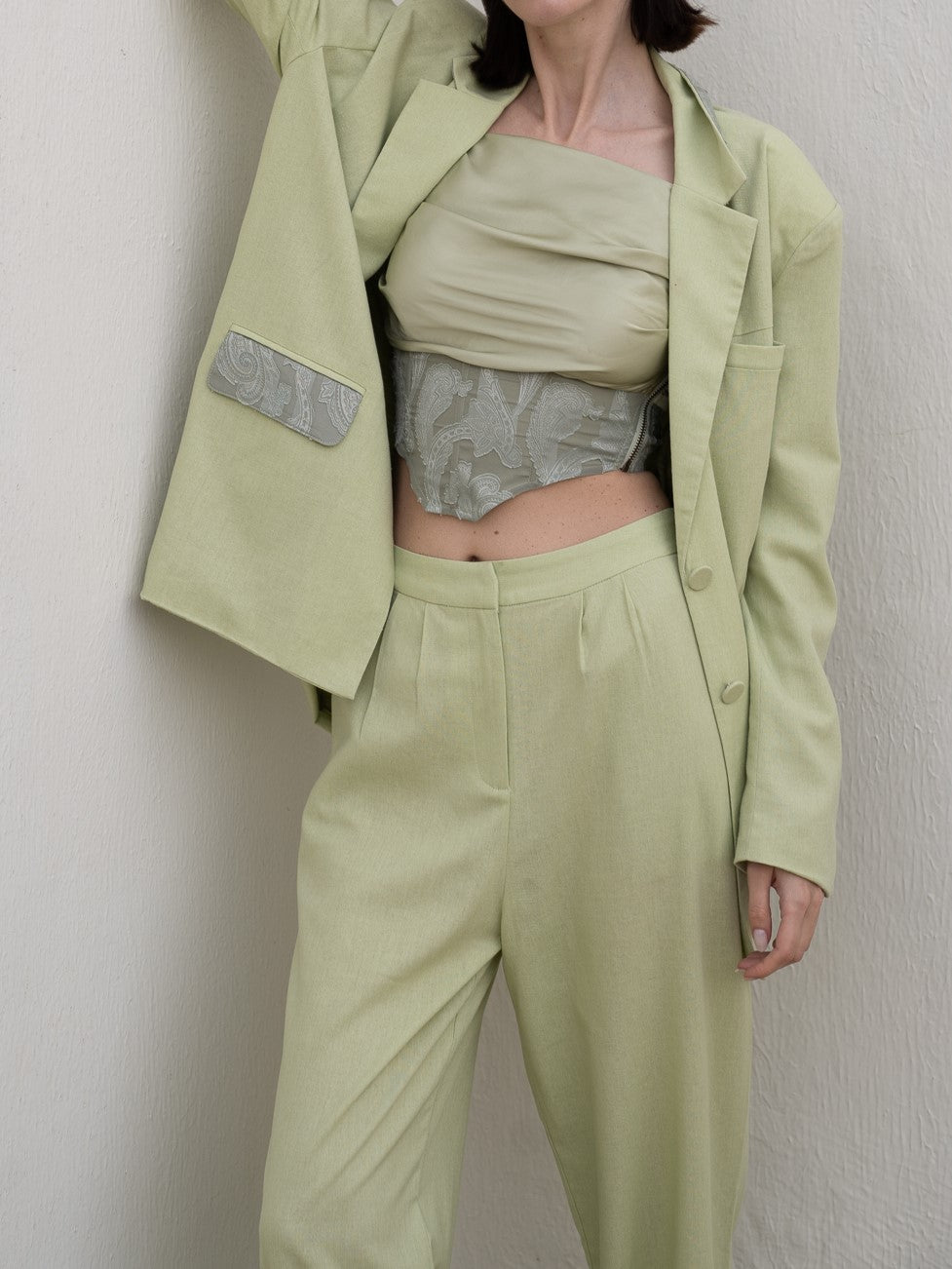 oriental linen straight pants