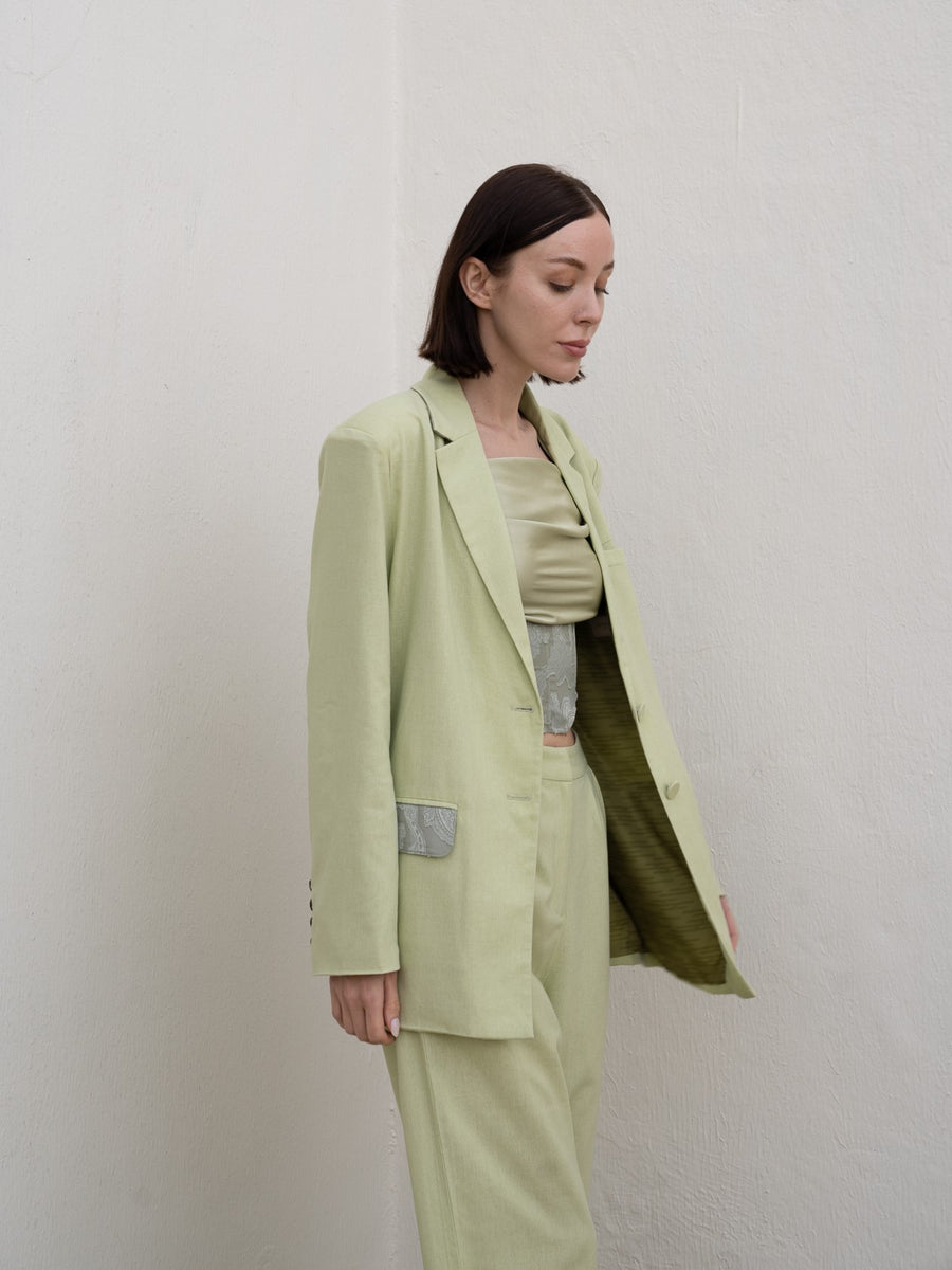 oriental linen jacket / 若葉(light green)