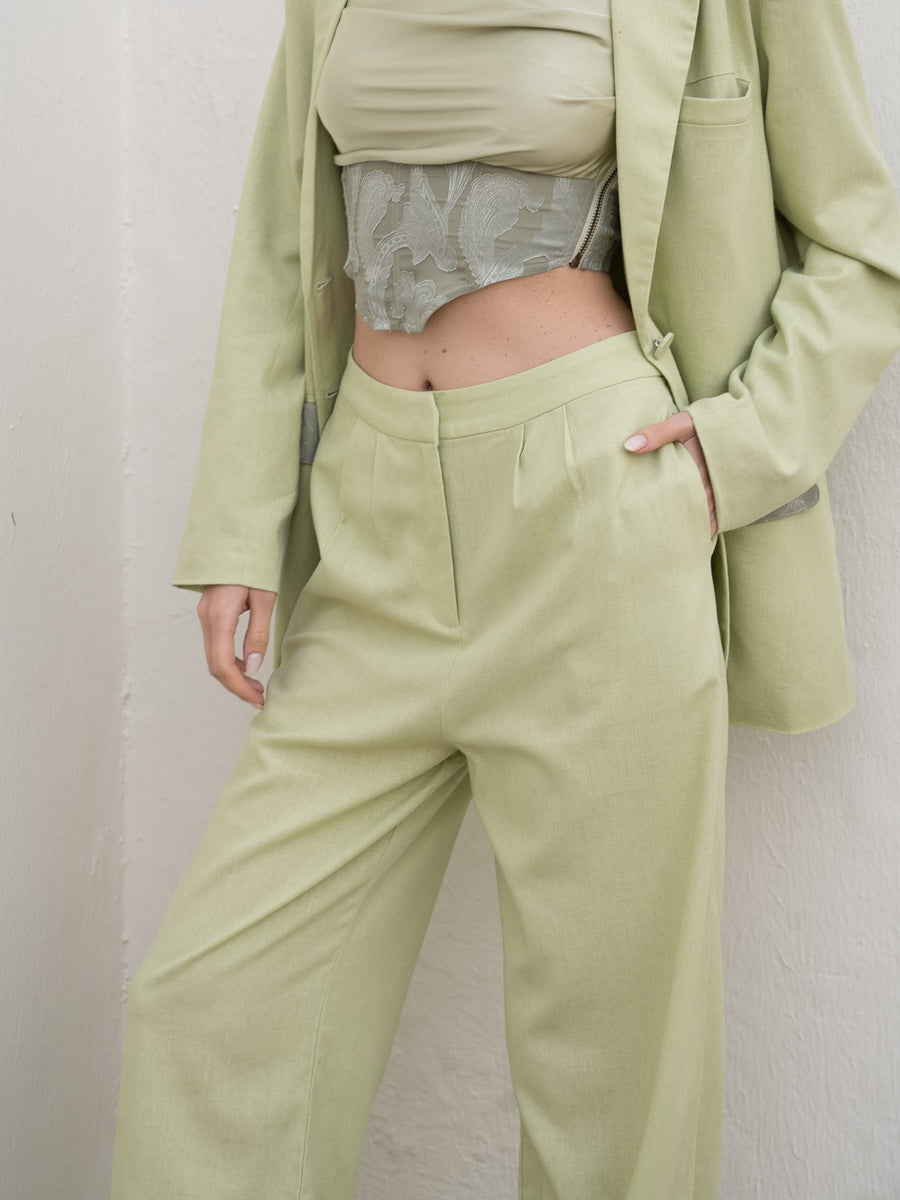 oriental linen straight pants