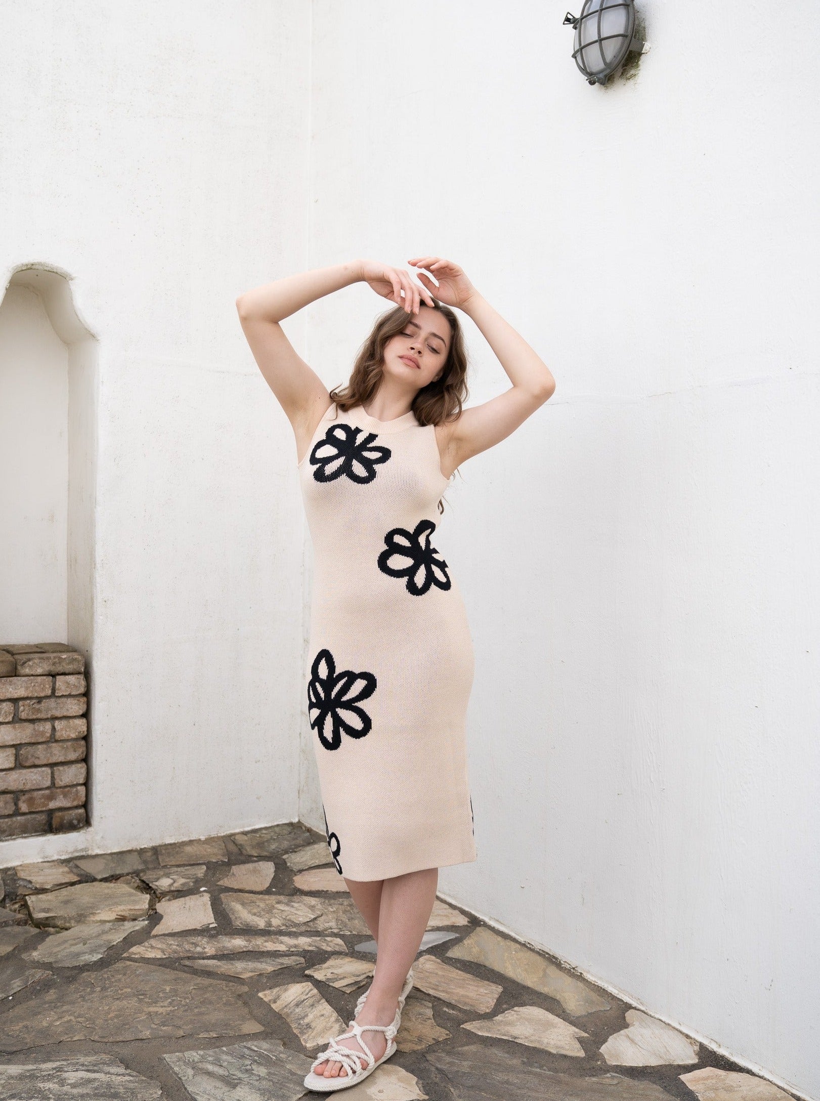 OHANA summer knit dress / 亜麻(beige)