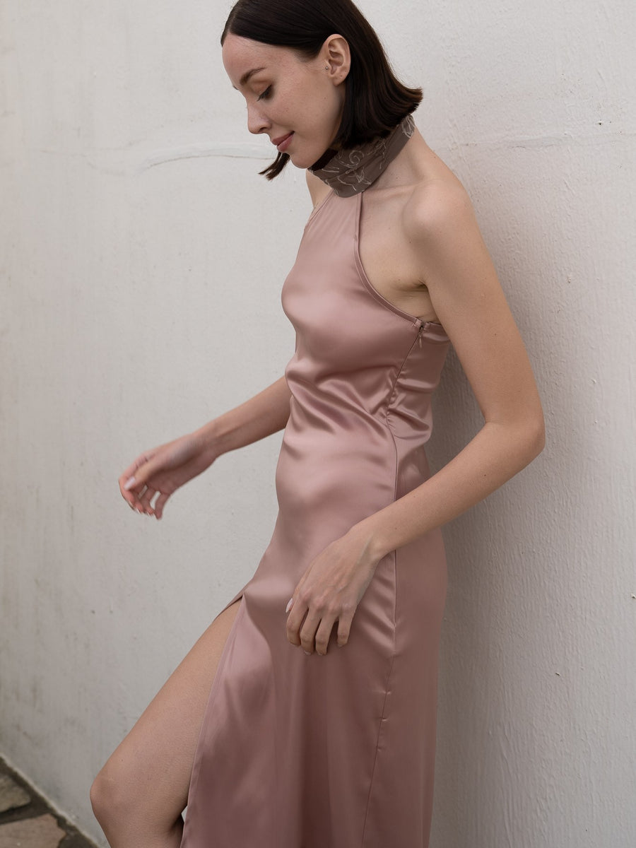 choker rich satin dress