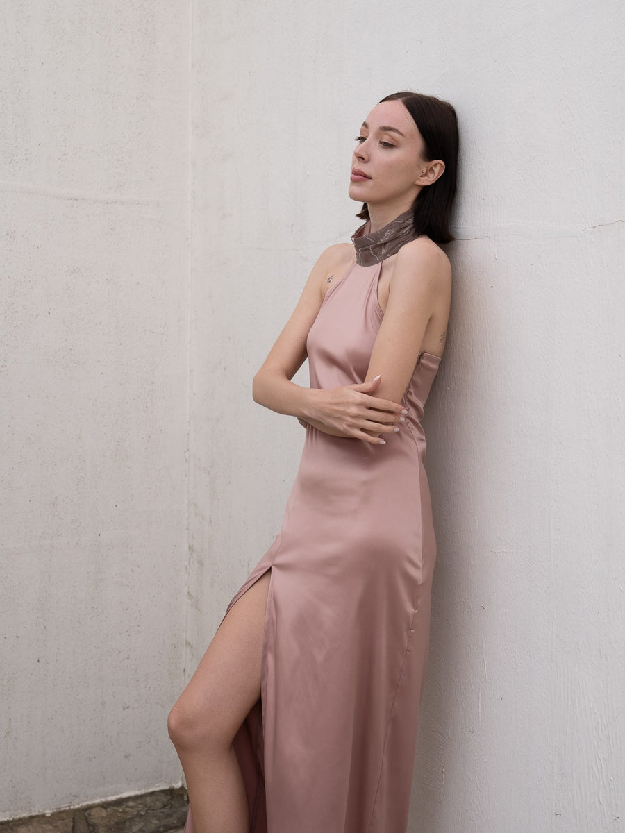 choker rich satin dress
