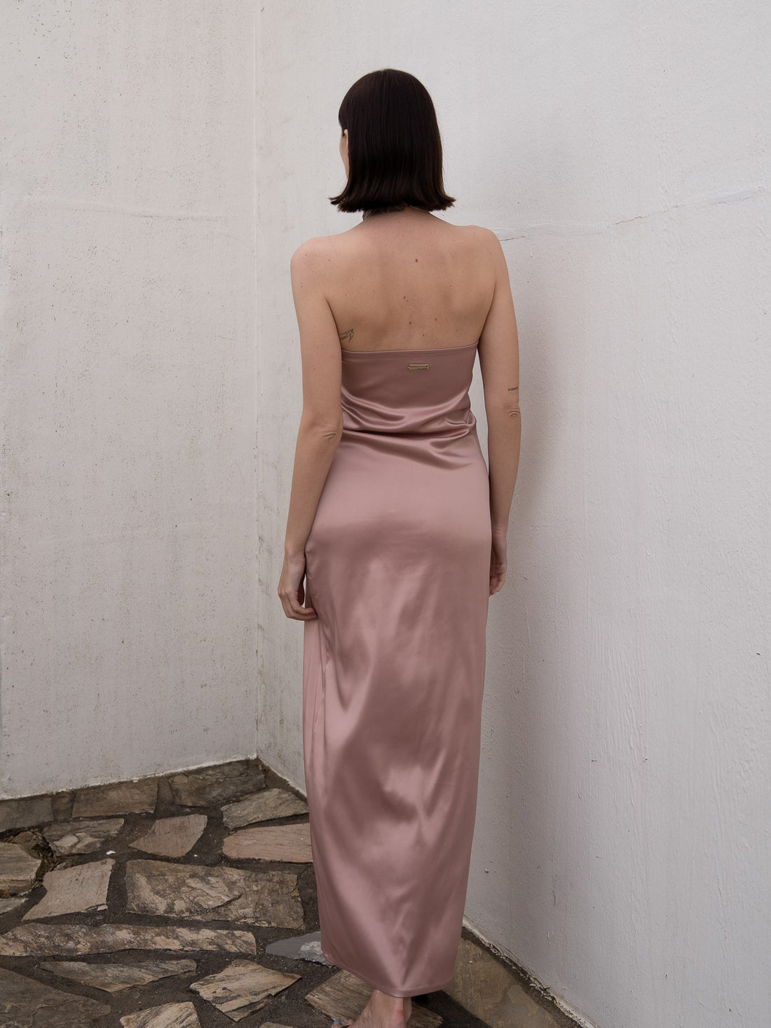 choker rich satin dress