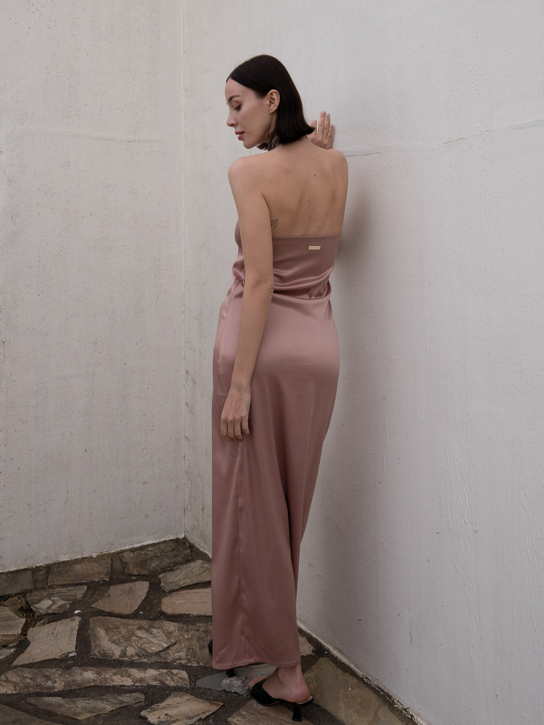 choker rich satin dress