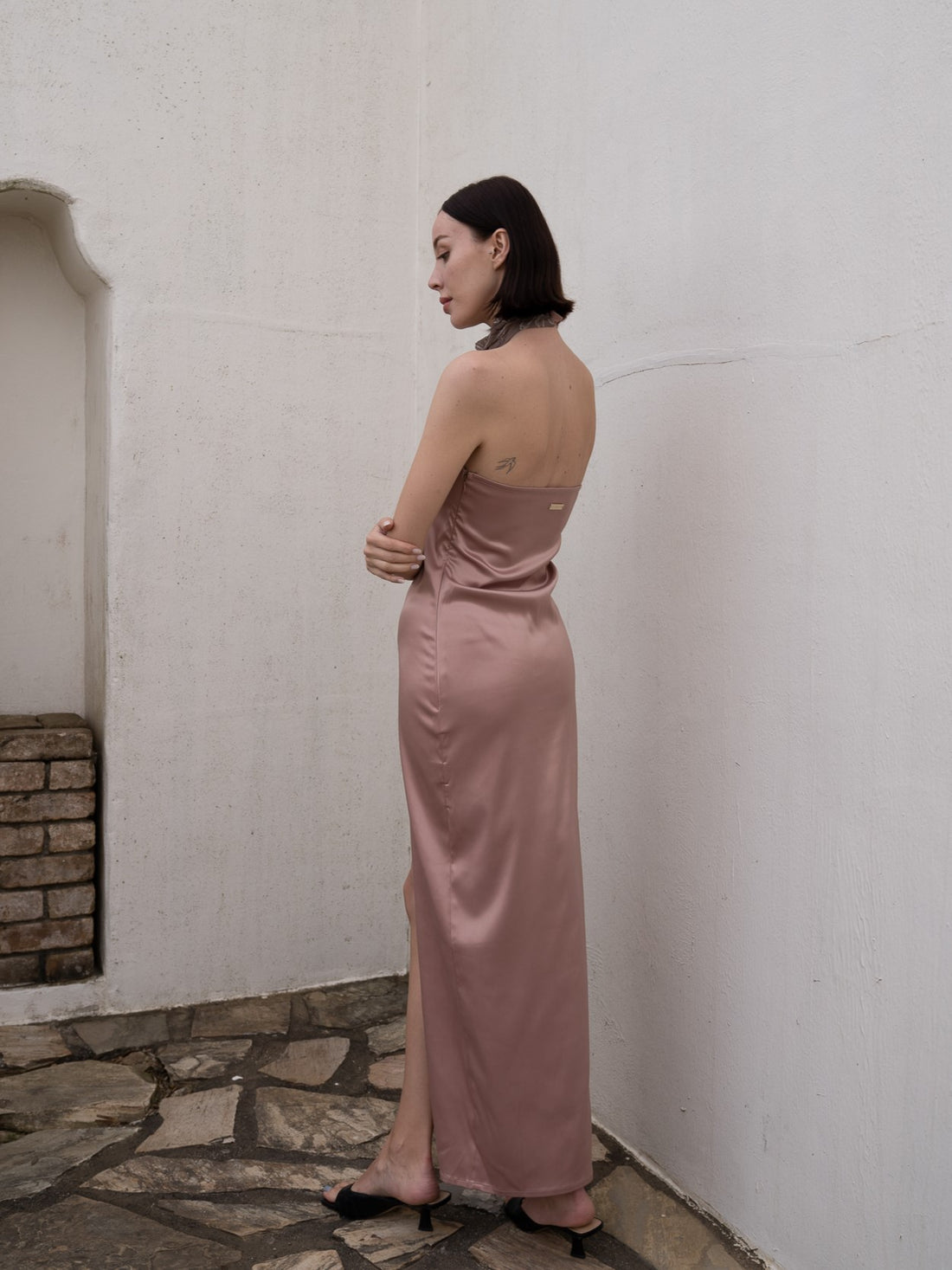 choker rich satin dress