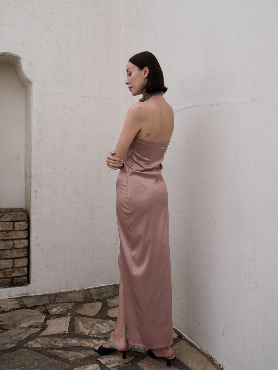 choker rich satin dress