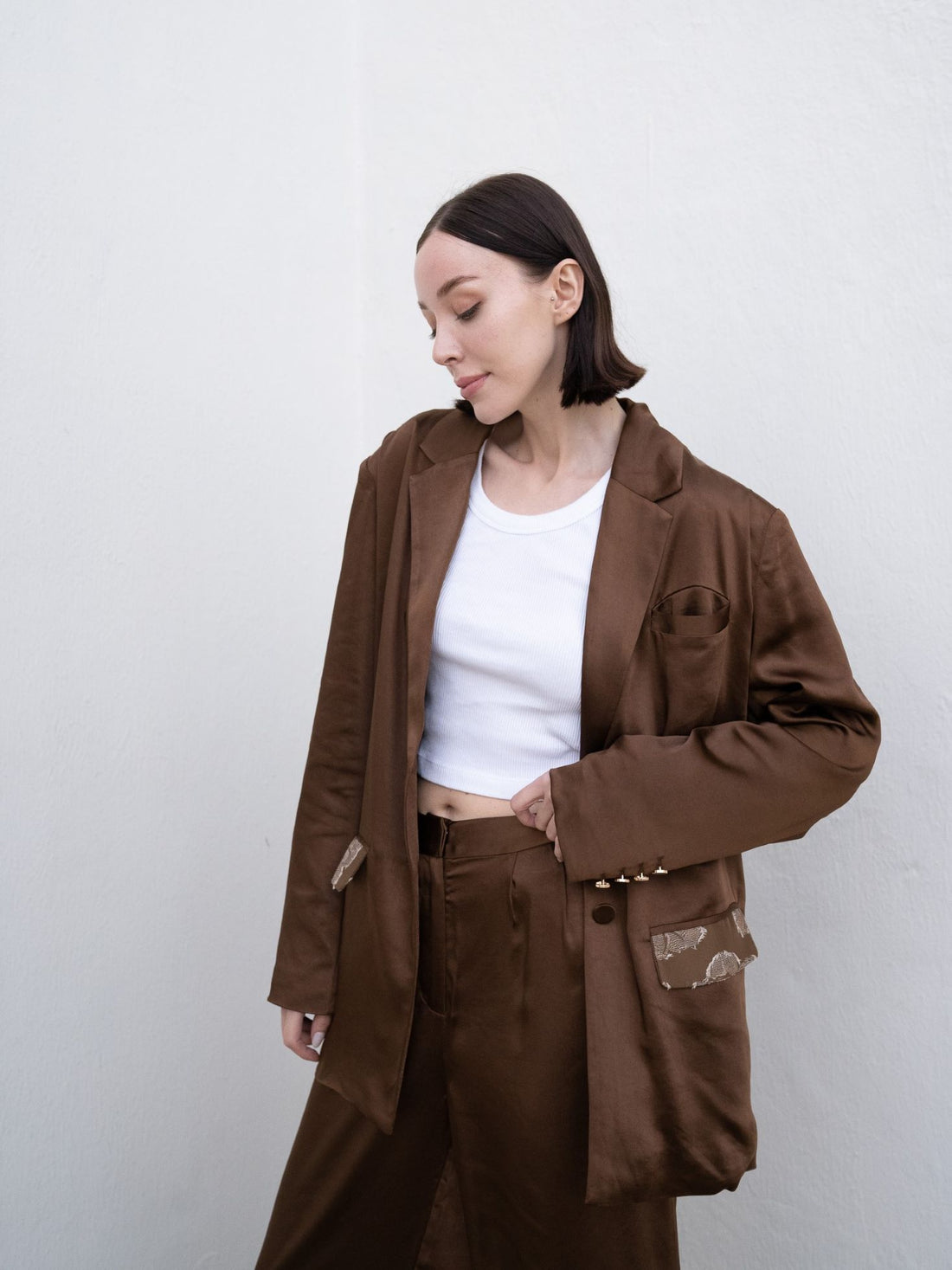 oriental satin jacket / 枯茶(dark brown) – AMATERASJAPAN